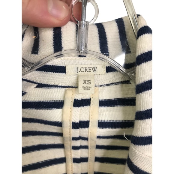 J. Crew Women's Maritime Blazer Blue White Cotton Striped Long Sleeve Sweater XS - Picture 15 of 16